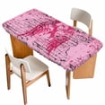 thumbnail image 1 of Pink Ribbon Table Cloths for 6 Foot Rectangle Tables, Wings Romantic Love Heart Flowers Retro Country Patio Waterproof Elastic Fitted Tablecloths, Washable Rectangular Table Cover for Camping, 1 of 8