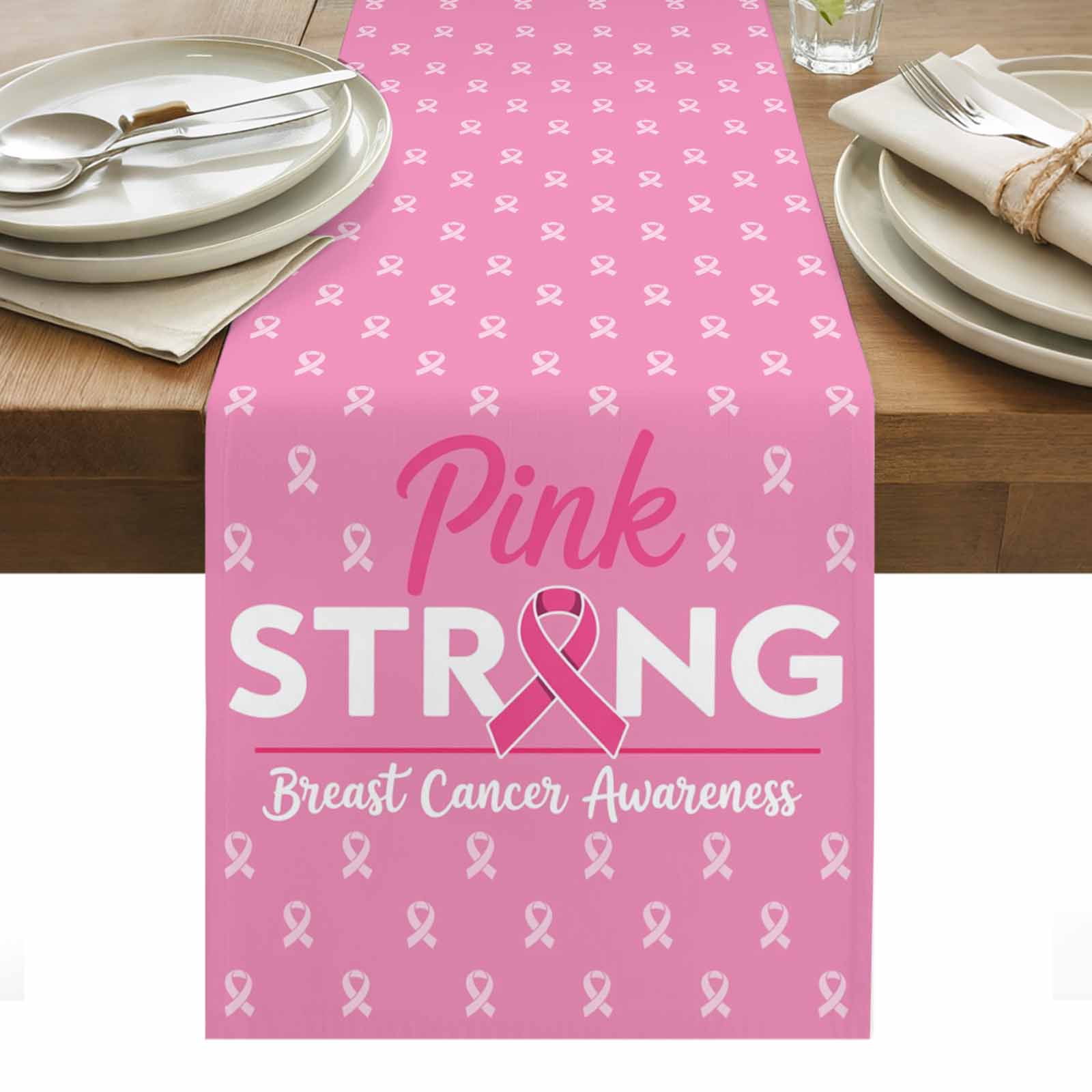 Pink Ribbon Table Runner - 48 Inch Long, Kitchen Dining Table Runner ...
