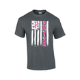 thumbnail image 1 of Pink Ribbon Tattered American Flag Inspiring Breast Cancer Survivor Cancer Awareness Short Sleeve Unisex Graphic T-Shirt-Charcoal-large, 1 of 1