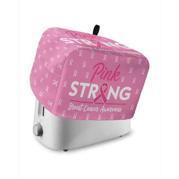 Pink Ribbon Toaster Cover 2 Slice, Small Kitchen Appliance Covers, Breast Cancer Awareness String Symbol Toaster Oven Cover with Loop, Bread Machine Cover Polyester Dust Cover Protection