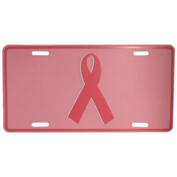 Pink Ribbon Vehicle License Plate Cure Breast Cancer Awareness (PINK)
