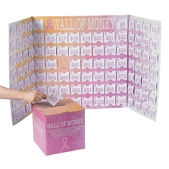 Pink Ribbon Wall Of Money Fundraiser - Party Favors - 12 Pieces