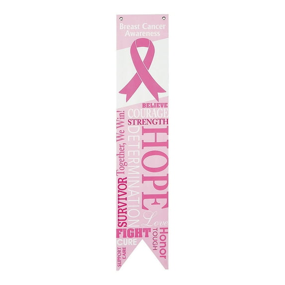 Pink Ribbon Wall Pennants, Party Decor, Awareness, 2 Pieces