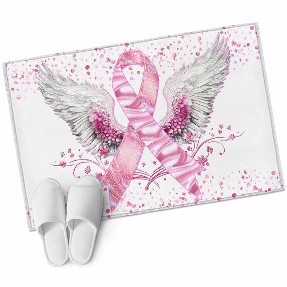 Pink Ribbon Wings Area Rugs Collection 2'x3', Bows Flowers Love Heart Abstract Non Slip Indoor Rectangle Throw Runner Rug Floor Mat Carpet for Living Room Dining Table Bedroom Nursery
