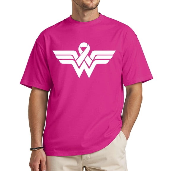 Pink Ribbon Wonder Warrior T-Shirt – Unisex Breast Cancer Awareness Tee – Survivor & Fighter Gift Idea – Heliconia 3XL
