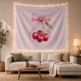 thumbnail image 1 of Pink Ribbon and Cherry Illustration Tapestry, 1 of 7