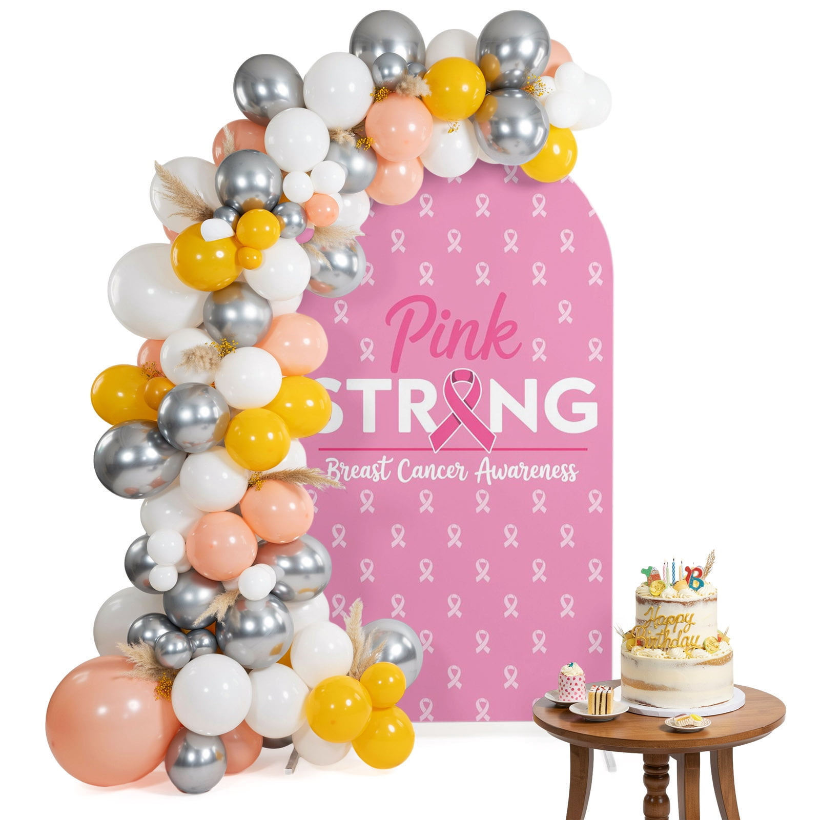 Pink Ripple Backdrop Arch Pink Ribbons Arch Backdrop Cover 6FT Caring For Breast Cancer Caring ...