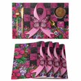 thumbnail image 1 of Pink Ribbons Placemats Set of 6 Butterfly Graffiti Flowers Vintage Buffalo Plaid Place Mats Indoor Wipeable Table Mats Washable Dining Table Placemats for Kitchen Holiday Party Home Decor 13x19 Inch, 1 of 9