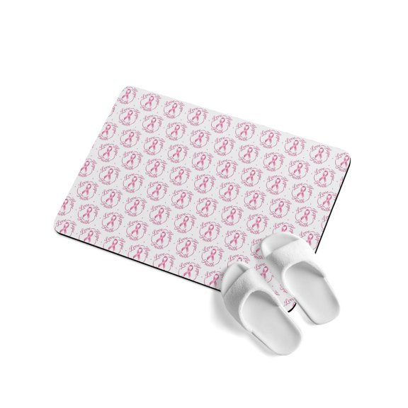 Pink Ribbons Soft Diatomaceous Earth Mat, Caring Breast Cancer Pink Ribbon Absorbent Bath Mat Non Slip Rubber Backed Quick Dry Doormat Fit Under Door for Bathroom Kitchen 24"x36"