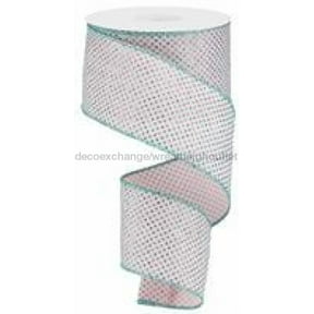 Pink Robins Egg Blue Mint Raised Swiss Polka Dots Wired Ribbon (2.5 Inches x 10 Yards)