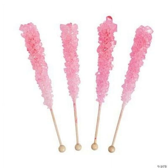 Pink Rock Candy Stick Pops, 12 Individually Wrapped Suckers, Girl Baby Shower, Gender Reveal, Wedding and Party Candy