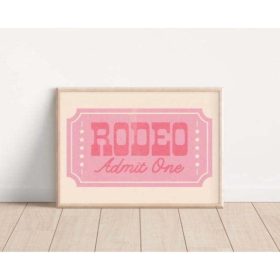 Pink Rodeo Ticket Print Western Preppy Room Decor Unframed Paper Print