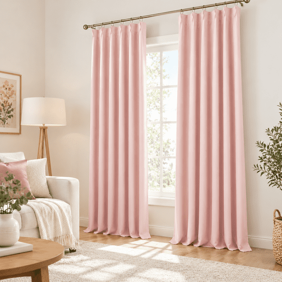 Pink Room Darkening Curta Pinch Pleat With Hooks Modern Design Light ...