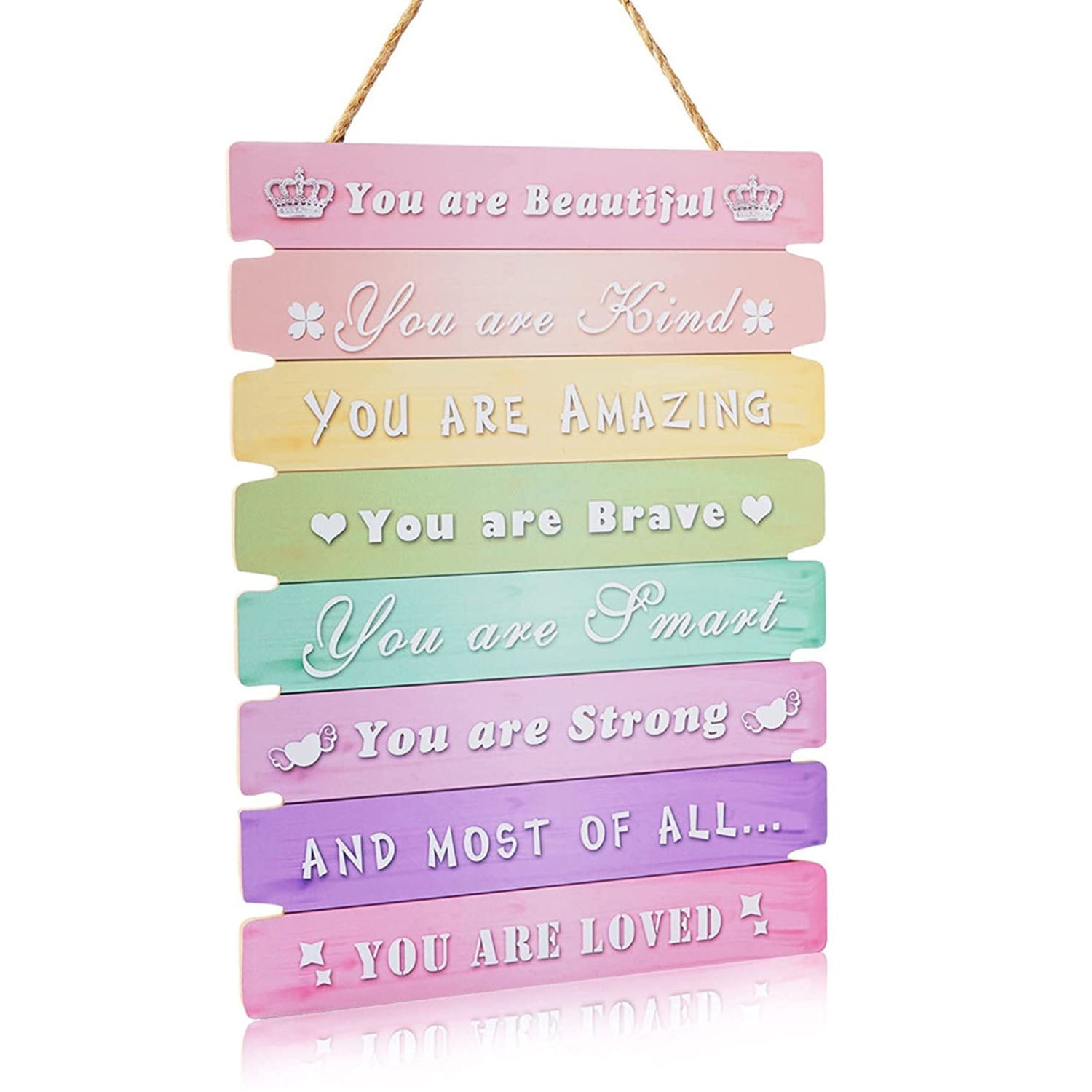 Pink Room Decor for Teen Girls, Rainbow Wall Art Signs, Decorations for Kids Girls Nursery Bedroom Dorm Classroom Bathroom