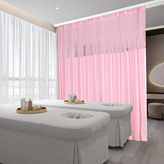 Pink Room Divider Curtain, Semi-Shading 40%-70%, 9x8ft with Mesh Design, Ideal for Privacy and Temperature Control, Easy Installation for Beauty Salons or Clinics