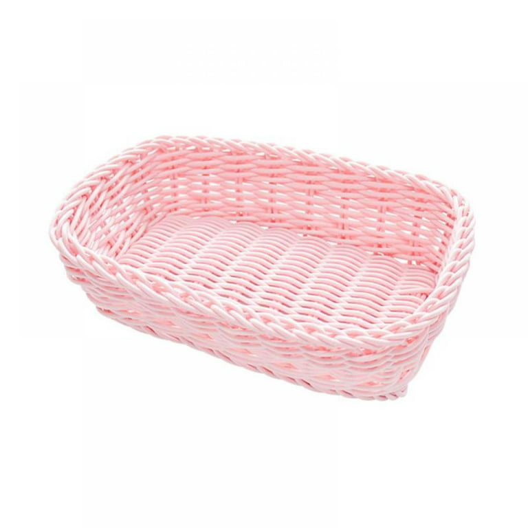 Rope Storage Basket. Cotton Woven Pink Baby Girl Basket. Cube Soft Basket  with Handles. Decorative Shelves Closet Organizer for Nursery Laundry  Bedroom Bathroom. Small Basket for Organizing 