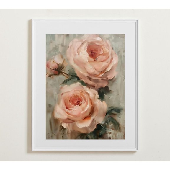 Pink Rose Abstract Wall Art, Muted Pink Botanical, Floral Poster, Gallery Vintage Wall Art, Wall Art Wall Art, Modern Wall Decor, 16x24 UNFRAMED