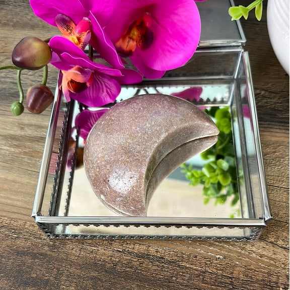 Pink (Rose) Amethyst Polished Crescent Moon 4"x 3"