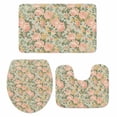 thumbnail image 1 of Pink Rose Bath Mat 3 Piece Bathroom Rug Set, Romantic Botanical Floral Flowers Leaves Non Slip Bath Rug Contour Mat and Toilet Lid Cover, Absorbent Shower Mats Soft Bath Rugs and Mats Sets, 1 of 8