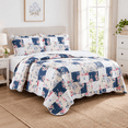 Red Transferware Set Pink Rose & Blue Toile Patchwork Quilt Set King Size - Walmart.com