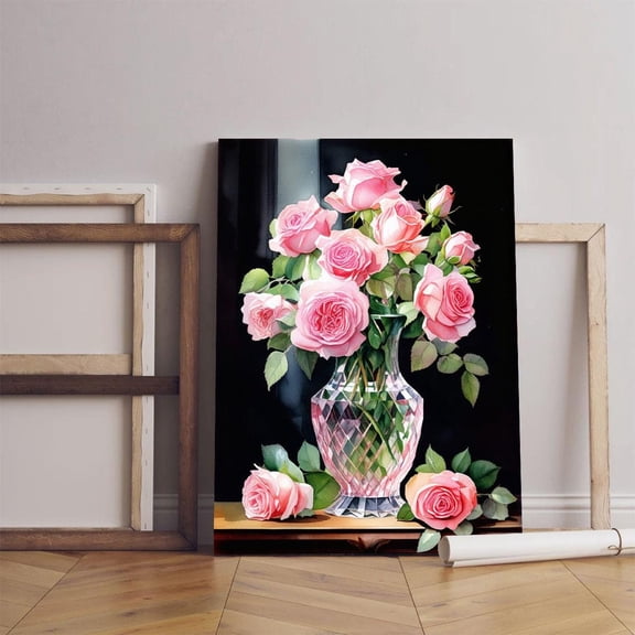 Pink Rose Bouquet Poster: Elegant Floral Still Life, Romantic Home Decor, Unframed Poster Size 24x36