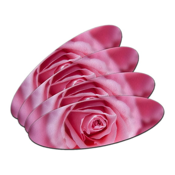 Pink Rose Close-up Double-Sided Oval Nail File Emery Board Set 4 Pack