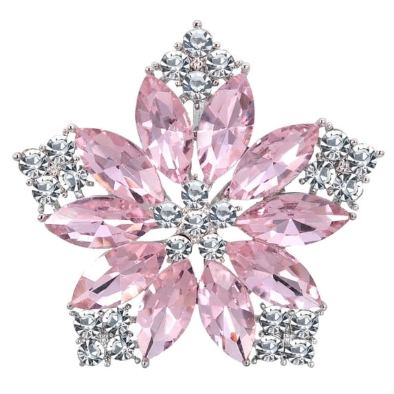Pink Rose Crystal Royal Princess Crest Floral Bouquet Wedding Flower Pin Brooch BZ205PN