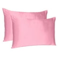 thumbnail image 1 of Pink Rose Dreamy Set of 2 Silky Satin Queen Pillowcases, 1 of 6