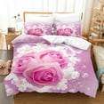 thumbnail image 1 of Pink Rose Duvet Cover Set Romantic Themed Valentine's Day Mother's Day Gift Bedding Set King Size Polyester Quilt Cover, 1 of 5