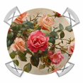 thumbnail image 1 of Pink Rose Elastic Fitted Round Table Cover Retro Flowers Waterproof Outdoor Tablecloth for Holiday Party, Picnic, Patio & Dining Fits Tables Up to 36"-44", 1 of 8