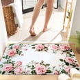 thumbnail image 1 of Pink Rose Floral 16x24 Flannel Bath Mat for Bathroom, Anti-Slip Backing Soft Bathroom Rug, Washable Water Absorbent Mat, 1 of 8