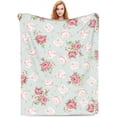 thumbnail image 1 of Pink Rose Floral Blanket Gifts for Women Girls Chic Flowers Romantic Vintage Style Spring Throw Blankets for Bed Room Couch Soft Lightweight Warm Cozy Decor 60x80in, 1 of 6