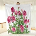 thumbnail image 1 of Pink Rose Floral Blanket Spring Flowers Green Leaves Room Decor Gifts for Women Mom Wife Sisters Kids Girls Birthday Mother''s Day Present Soft Plush Throw Blanket 50"x60", 1 of 6