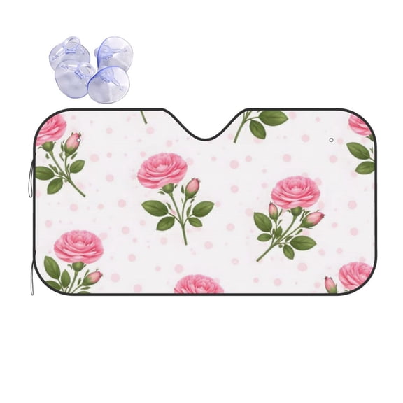 Pink Rose Floral Car Windshield Sun Shade Universal Fit Auto Sun Visor Protector