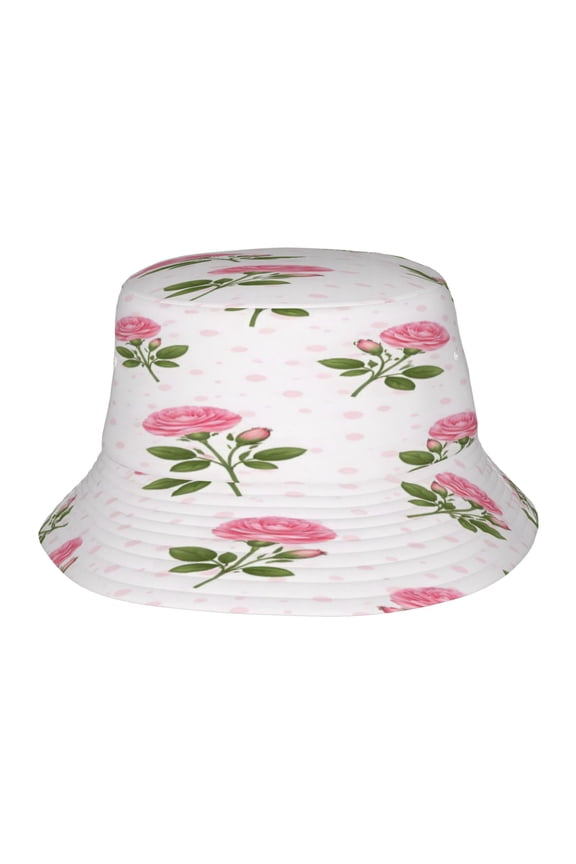 Pink Rose Floral Fisherman's Hat Lightweight and Breathable Sun Hat Suitable for Both Men and Women
