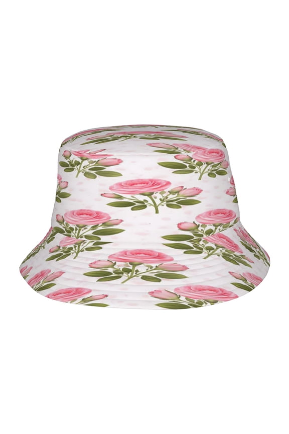 Pink Rose Floral Fisherman's Hat Lightweight and Breathable Sun Hat Suitable for Both Men and Women