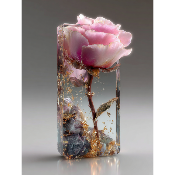 Pink Rose Floral Glass Canvas Contemporary Living Bathroom Wall Decor