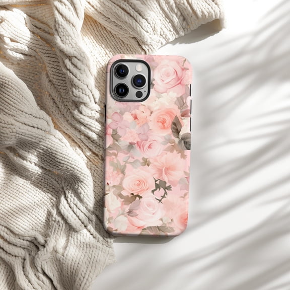 Pink Rose Floral Phone Case For iPhone Samsung Pixel Protective Hard Shell Spring Flower Garden Art Gift