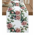 thumbnail image 1 of Pink Rose Floral Table Runner 48 Inches, Spring Botanical Flower Leaf Farmhouse Bed Runner Dresser Scarves Tabletop for Indoor Outdoor Parties/Ceremony/Banquet, 13" x 48", 1 of 8