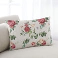 thumbnail image 1 of Pink Rose Floral Throw Pillow Cover,Green Leaves Rustic Seasonal Herb Rectangle Decorative Pillow Case Protector Soft Cushion Cover Lumbar Pillowcase for Couch Sofa Bedroom Car Chair Decor 20x36 Inch, 1 of 8