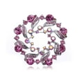 thumbnail image 1 of Pink Rose Flower Abstract Crystal Rhinestone Fashion Wreath Holiday Pin Brooch, 1 of 4