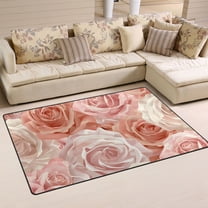 Pink Rose Flower Area Floor Mats Non-Slip Rugs Soft Doormat 31 x 20 inch Carpet for Living Dining Room Bedroom Decorative