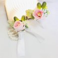 thumbnail image 1 of Pink Rose Flower Wrist Corsage Boutonniere Set, Pink Corsage and Boutonniere Set, Wrist Corsage Wristband,Brides Wedding Flowers Accessories Prom Suit Decor, 1 of 11