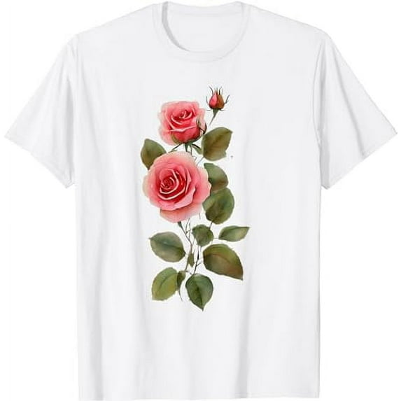 Pink Rose Flower white T-Shirt