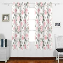 Pink Rose Flowers Grommet Blackout Curtains Thermal Insulated Window Curtain Sets for Bedroom Living Room 63"L x 55"W 2 Panels
