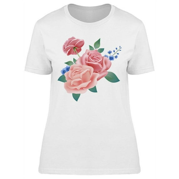 Pink Rose Flowers T-Shirt Women -Image by Shutterstock, Female Small