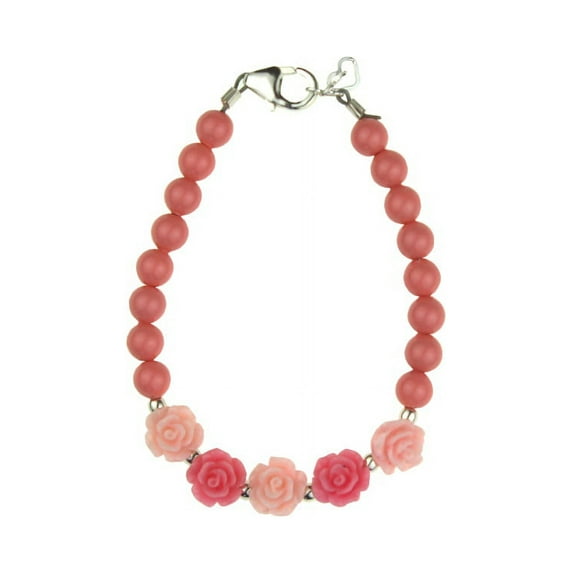 Pink & Rose Flowers and Pearl Bracelet