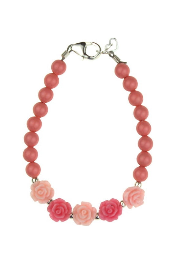 Pink & Rose Flowers and Pearl Bracelet