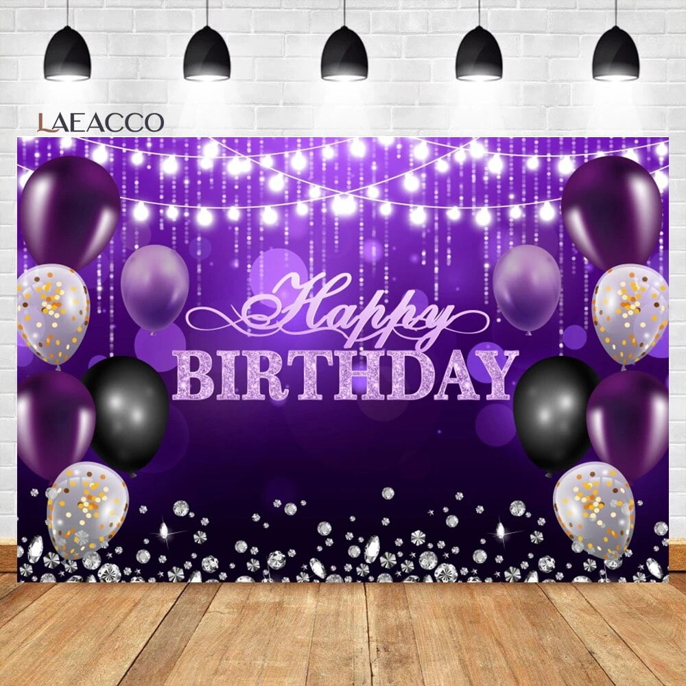 Pink Rose Gold Birthday Backdrop Glitter Dots Diamonds Balloons High