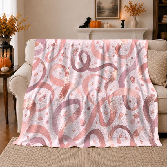 Pink Rose Gold Cursive Letter P Brushstroke, Cozy Friendship Quote Scene, Warm Flannel Blanket for Living Room and Reading Nook, Art Lovers Friendship Gift, Artistic Home Decor